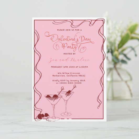 Pink Martini Glasse – Valentine’s Day Party  招待状 (スタンド正面)