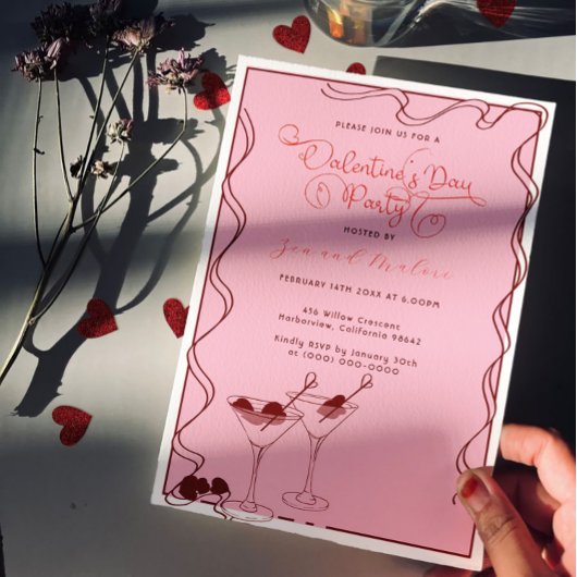 Pink Martini Glasse – Valentine’s Day Party  招待状