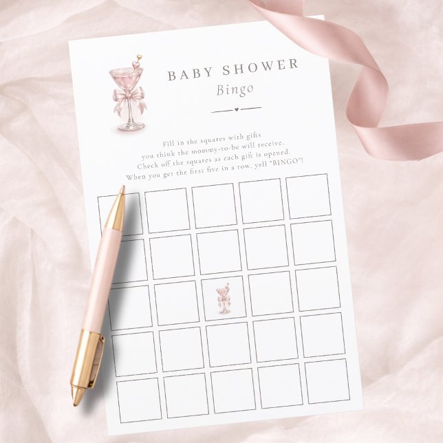 Pink Martini Theme Girl Baby Shower Bingo Game (クリエイターアップロード済み)