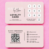Pink Massage Therapy Loyalty Card with QR Code 名刺