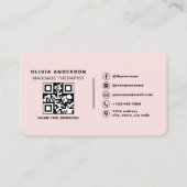 Pink Massage Therapy Loyalty Card with QR Code 名刺 (裏面)