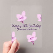 Pink mauve floral 15th birthday quinceanera name d アクリル招待状 (インサイチュ (ポータブル))