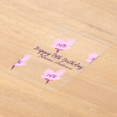 Pink mauve floral 15th birthday quinceanera name d アクリル招待状 (レイダウン)