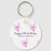 Pink mauve floral 15th birthday quinceanera name d キーホルダー (裏面)