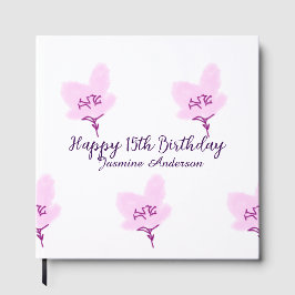 Pink mauve floral 15th birthday quinceanera name d ゲストブック
