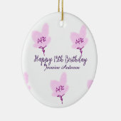 Pink mauve floral 15th birthday quinceanera name d セラミックオーナメント (右)