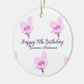 Pink mauve floral 15th birthday quinceanera name d セラミックオーナメント (左)