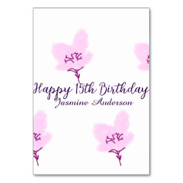 Pink mauve floral 15th birthday quinceanera name d テーブルナンバー