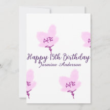 Pink mauve floral 15th birthday quinceanera name d