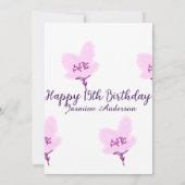 Pink mauve floral 15th birthday quinceanera name d 招待状 (裏面)