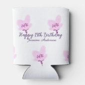 Pink mauve floral 15th birthday quinceanera name d 缶クーラー (裏面)
