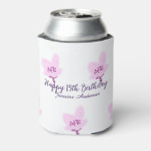 Pink mauve floral 15th birthday quinceanera name d 缶クーラー (缶裏面)