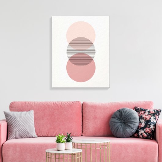 Pink & Mauve Minimalist Circle Wall Art Canvas キャンバスプリント (インサイチュ (リビング))