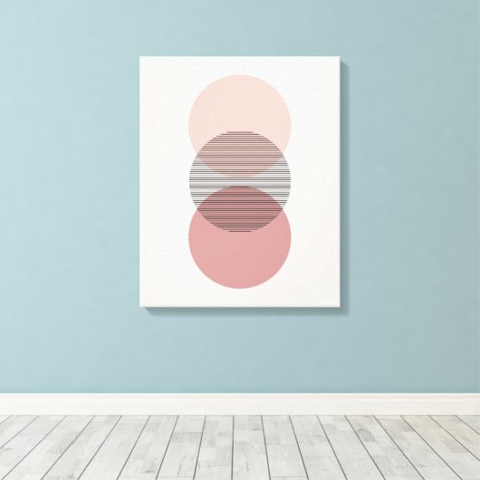 Pink & Mauve Minimalist Circle Wall Art Canvas キャンバスプリント (インサイチュ (ウッドフロア))