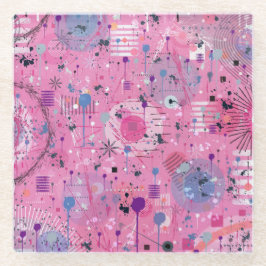 Pink Maximalist Abstract Art  ガラスコースター
