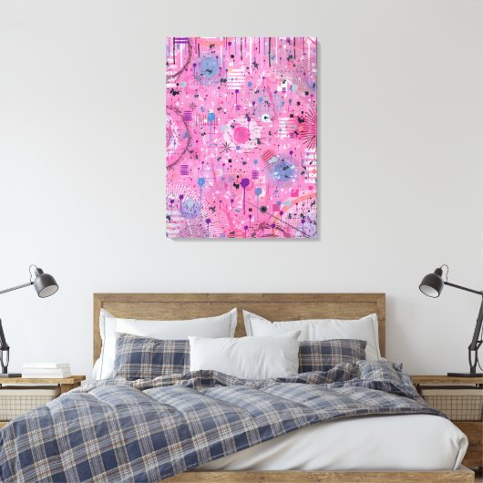 Pink Maximalist Abstract Art  キャンバスプリント (インサイチュ (寝室))