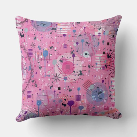 Pink Maximalist Abstract Art クッション (裏面)