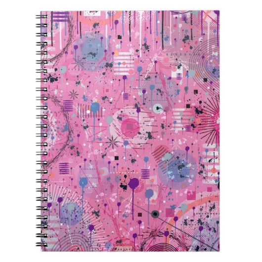 Pink Maximalist Abstract Art  ノートブック (正面)