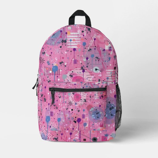 Pink Maximalist Abstract Art  プリントバックパック (正面)