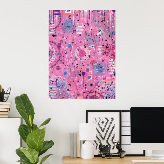 Pink Maximalist Abstract Art  ポスター (ホームオフィス)