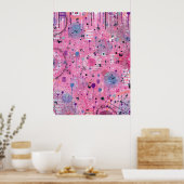 Pink Maximalist Abstract Art  ポスター (キッチン)