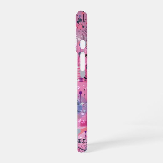 Pink Maximalist Abstract Art  iPhone 16ケース (左側面)