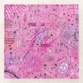 Pink Maximalist Abstract: Raspberry Sundae ガラスコースター (正面)