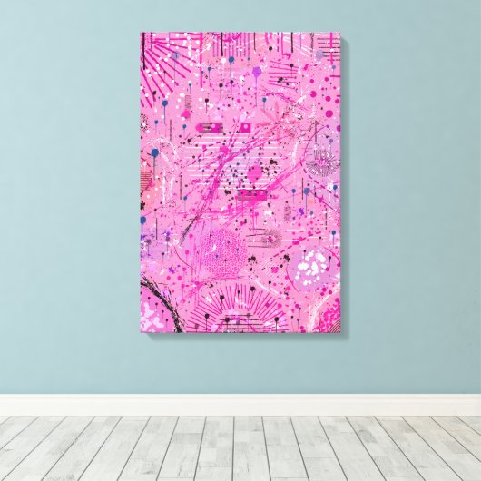 Pink Maximalist Abstract: Raspberry Sundae キャンバスプリント (インサイチュ (ウッドフロア))