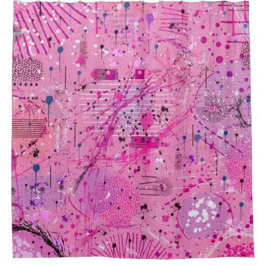 Pink Maximalist Abstract: Raspberry Sundae シャワーカーテン (正面)