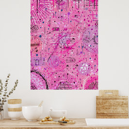 Pink Maximalist Abstract: Raspberry Sundae ポスター