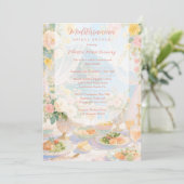 Pink Mediterranean Bridal Brunch Vintage Design 招待状 (スタンド正面)