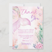 Pink Mermaid 1st Birthday Oneder The Sea サンキューカード (正面)