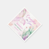 Pink Mermaid 1st Birthday Oneder the Sea Party  スタンダードカクテルナプキン (角)
