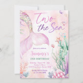 Pink Mermaid 2nd Birthday Two the Sea Party  招待状 (正面)