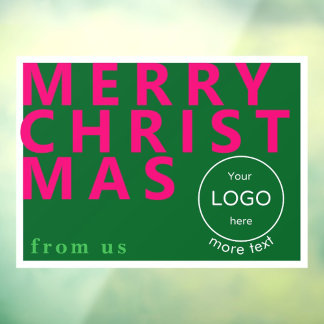 Pink Merry Christmas Business logo Window Cling ウィンドウサイン