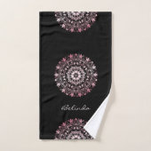 Pink Metallic Black | Floral Mandala | Monogram バスタオルセット (ハンドタオル)