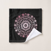 Pink Metallic Black | Floral Mandala | Monogram バスタオルセット (ウォッシュタオル)