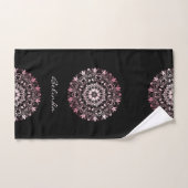 Pink Metallic Black | Floral Mandala | Monogram バスタオルセット (ハンドタオル)