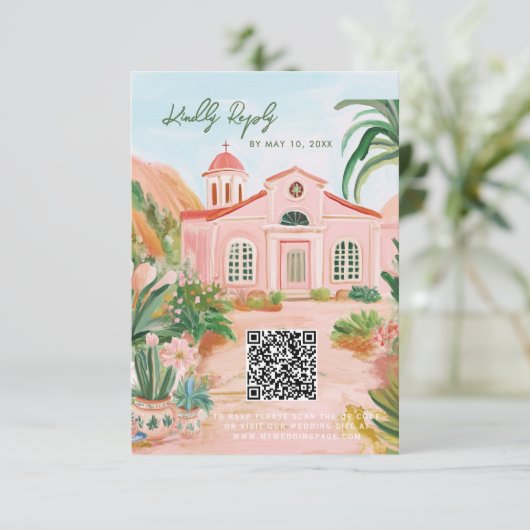 Pink Mexico Destination QR Code 出欠カード (スタンド正面)