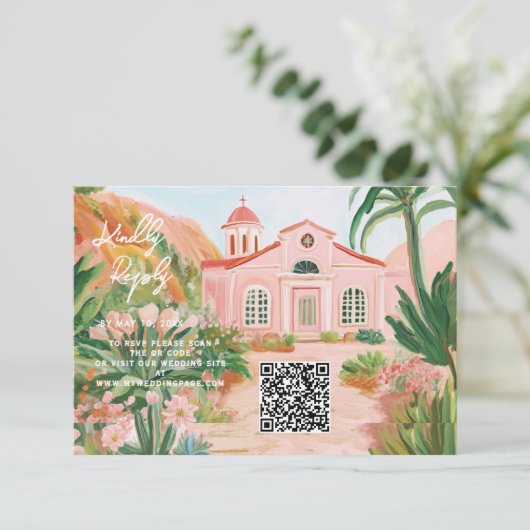 Pink Mexico Destination QR Code 出欠カード (スタンド正面)