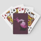 Pink Michigan State Map Pine Forest Camping Trip トランプ (裏面)