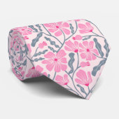 Pink Mid-Century Modern Floral Pattern ネクタイ (ロール)