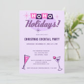 Pink Midcentury Modern Christmas Cocktail Party 招待状 (スタンド正面)