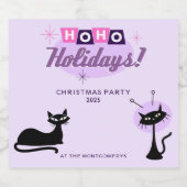 Pink Midcentury Modern Christmas Party スパークリングワインラベル (シングルラベル)