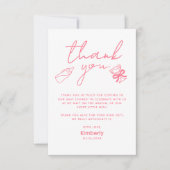 Pink Milk Bottle Champagne Baby Shower Thank You サンキューカード (正面)