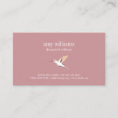 Pink minimal femenine hummingbird illustration 名刺 (正面)