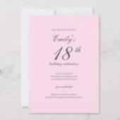 Pink Minimalist 18th Birthday Party Invitation 招待状 (正面)