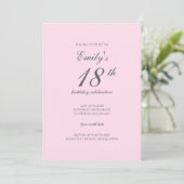 Pink Minimalist 18th Birthday Party Invitation 招待状 (スタンド正面)