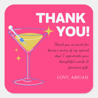 Pink Minimalist 30th Birthday Thank You Cards スクエアシール