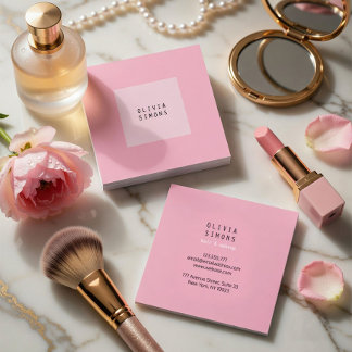 Pink Minimalist and elegant Business Card スクエア名刺